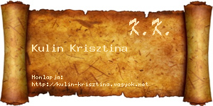 Kulin Krisztina névjegykártya